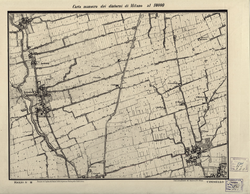 (N:5680) CARTA MANOVRA DEI DINTORNI DI MILANO - Foglio 3 - Cinisello (B0003286) Carte e stampe antiche: riproduzione a colori su carta (formato A2)