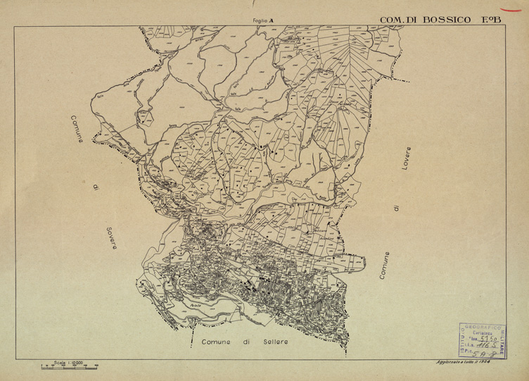 (N:12161) MAPPE CATASTALI D'ITALIA - PROVINCIA DI BERGAMO - Foglio B - COMUNE DI BOSSICO (B0003457) Carte e stampe antiche: riproduzione a colori su carta (formato A2)