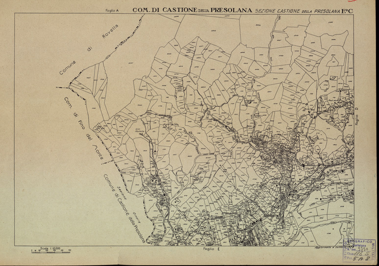 (N:12172) MAPPE CATASTALI D'ITALIA - PROVINCIA DI BERGAMO - Foglio C- COMUNE DI CAST.DELLA PRESOLANA SEZ. DI CAST.DELLA PRESOLANA (B0003468) Carte e stampe antiche: riproduzione a colori su carta (formato A2)