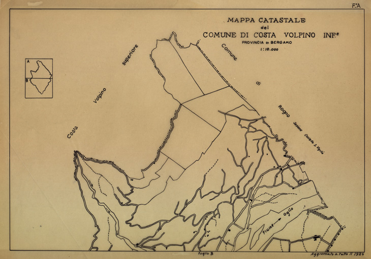 (N:12184) MAPPE CATASTALI D'ITALIA - PROVINCIA DI BERGAMO -Foglio A- COMUNE DI COSTA VOLPINO INFERIORE (carta con velina) (B0003474) Carte e stampe antiche: riproduzione a colori su carta (formato A2)
