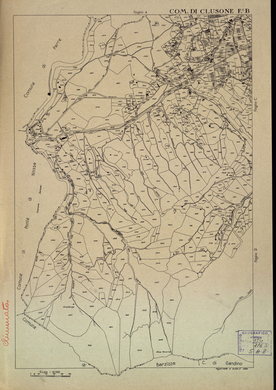 (N:12181) MAPPE CATASTALI D'ITALIA - PROVINCIA DI BERGAMO - Foglio B- COMUNE DI CLUSONE (B0003480) Carte e stampe antiche: riproduzione a colori su carta (formato A2)