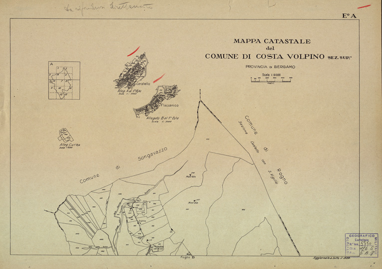 (N:12232) MAPPE CATASTALI D'ITALIA - PROVINCIA DI BERGAMO - Foglio A- COMUNE DI VOLPINO Sezione SUPERIORE (B0003483) Carte e stampe antiche: riproduzione a colori su carta (formato A2)