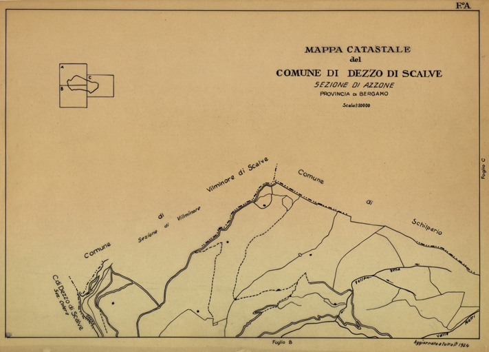(N:12188) MAPPE CATASTALI D'ITALIA - PROVINCIA DI BERGAMO - Foglio A- COMUNE DI DEZZO DI SCALVE Sezione di AZZONE (B0003487) Carte e stampe antiche: riproduzione a colori su carta (formato A2)