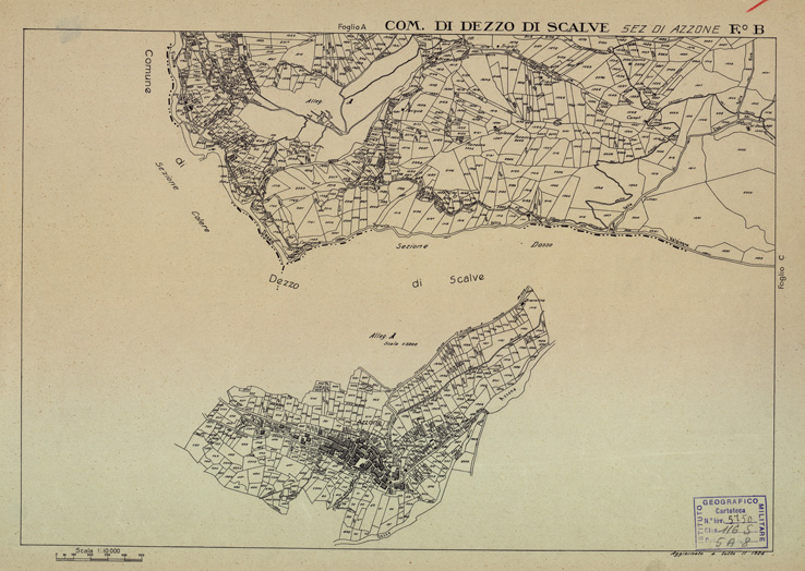 (N:12189) MAPPE CATASTALI D'ITALIA - PROVINCIA DI BERGAMO - Foglio B- COMUNE DI DEZZO DI SCALVE Sezione di AZZONE (B0003488) Carte e stampe antiche: riproduzione a colori su carta (formato A2)