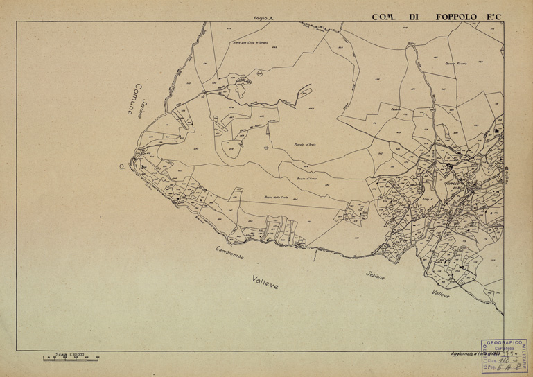 (N:12194) MAPPE CATASTALI D'ITALIA - PROVINCIA DI BERGAMO -Foglio C- COMUNE DI FOPPOLO (B0003492) Carte e stampe antiche: riproduzione a colori su carta (formato A2)