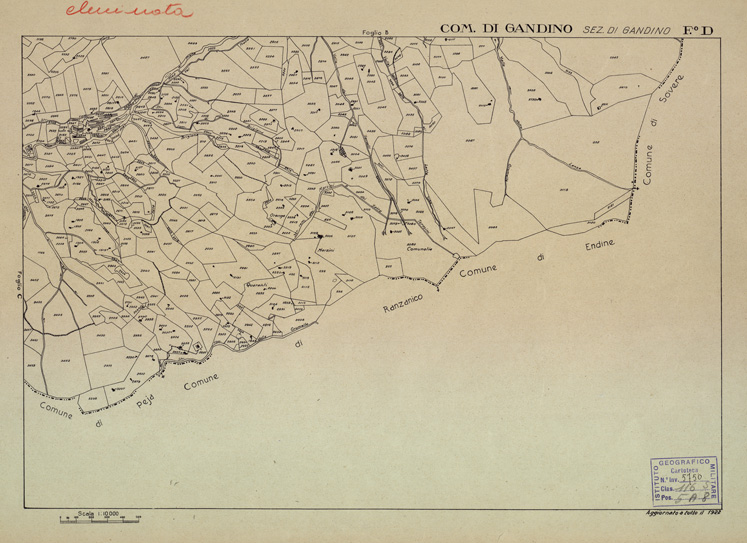 (N:12199) MAPPE CATASTALI D'ITALIA - PROVINCIA DI BERGAMO - Foglio D- COMUNE DI GANDINO Sezione di GANDINO (B0003498) Carte e stampe antiche: riproduzione a colori su carta (formato A2)