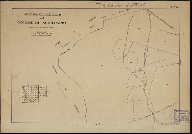 (N:12213) MAPPE CATASTALI D'ITALIA - PROVINCIA DI BERGAMO - Foglio A- COMUNE DI SCHILPARIO (B0003512) Carte e stampe antiche: riproduzione a colori su carta (formato A2)
