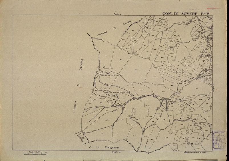 (N:12223) MAPPE CATASTALI D'ITALIA - PROVINCIA DI BERGAMO - Foglio B - COMUNE DI SOVERE (B0003522) Carte e stampe antiche: riproduzione a colori su carta (formato A2)