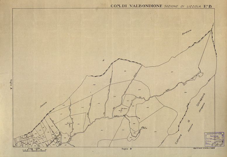 (N:12228) MAPPE CATASTALI D'ITALIA - PROVINCIA DI BERGAMO - Foglio B -COMUNE DI VAL BONDIONE Sez. LIZZOLA (B0003527) Carte e stampe antiche: riproduzione a colori su carta (formato A2)