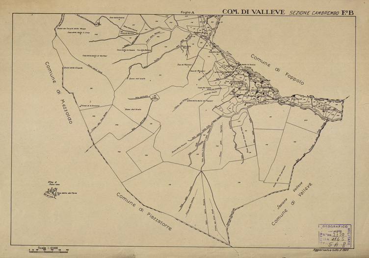 (N:12230) MAPPE CATASTALI D'ITALIA - PROVINCIA DI BERGAMO - Foglio B - COMUNE DI VALLEVE Sez. CAMBREMBO (B0003529) Carte e stampe antiche: riproduzione a colori su carta (formato A2)