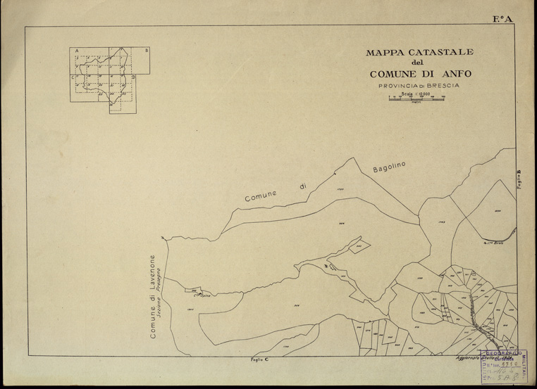 (N:12235) MAPPE CATASTALI D'ITALIA - PROVINCIA DI BRESCIA - Foglio A - COMUNE DI ANFO (B0003531) Carte e stampe antiche: riproduzione a colori su carta (formato A2)