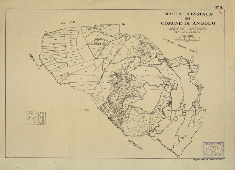 (N:12239) MAPPE CATASTALI D'ITALIA - PROVINCIA DI BRESCIA - Foglio A - COMUNE DI ANGOLO Sezione di ANFURRO (B0003535) Carte e stampe antiche: riproduzione a colori su carta (formato A2)