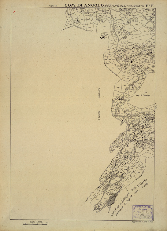 (N:12247) MAPPE CATASTALI D'ITALIA - PROVINCIA DI BRESCIA - Foglio E - COMUNE DI ANGOLO Sezione di ANGOLO (B0003543) Carte e stampe antiche: riproduzione a colori su carta (formato A2)