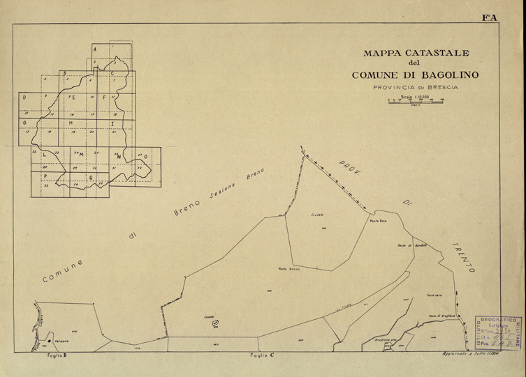 (N:12255) MAPPE CATASTALI D'ITALIA - PROVINCIA DI BRESCIA - Foglio A - COMUNE DI BAGOLINO (B0003551) Carte e stampe antiche: riproduzione a colori su carta (formato A2)