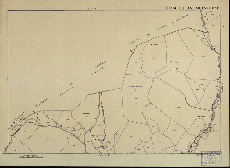 (N:12262) MAPPE CATASTALI D'ITALIA - PROVINCIA DI BRESCIA Foglio B - COMUNE DI BAGOLINO (B0003552) Carte e stampe antiche: riproduzione a colori su carta (formato A2)