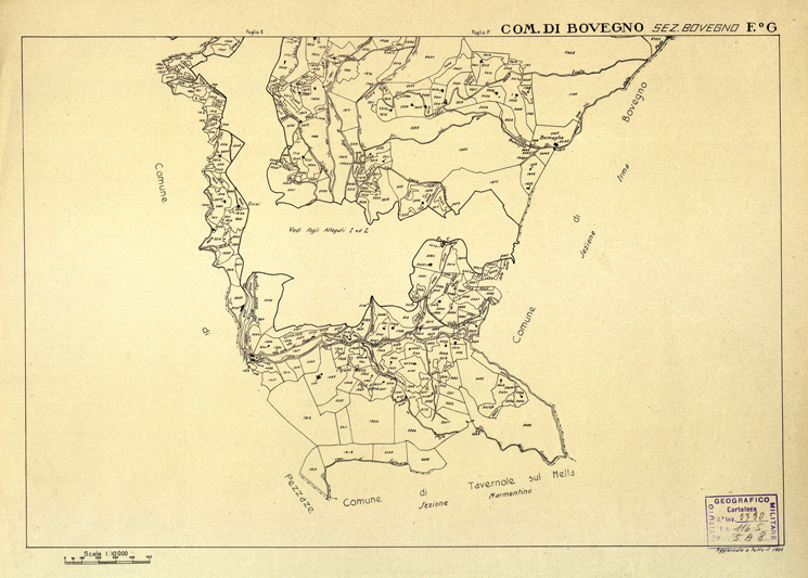 (N:12321) MAPPE CATASTALI D'ITALIA - PROVINCIA DI BRESCIA - Foglio G - COMUNE DI BOVEGNO Sez. di BOVEGNO (B0003605) Carte e stampe antiche: riproduzione a colori su carta (formato A2)