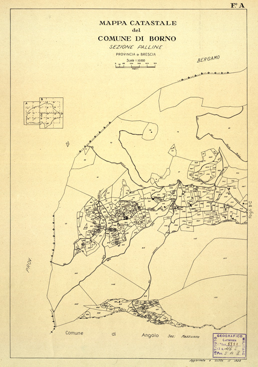 (N:12307) MAPPE CATASTALI D'ITALIA - PROVINCIA DI BRESCIA - Foglio A -COMUNE DI BORNO Sez. PALLINE (B0003615) Carte e stampe antiche: riproduzione a colori su carta (formato A2)