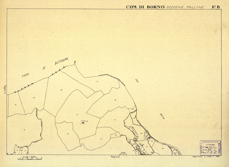 (N:12308) MAPPE CATASTALI D'ITALIA - PROVINCIA DI BRESCIA - Foglio B - COMUNE DI BORNO Sez. PALLINE (B0003616) Carte e stampe antiche: riproduzione a colori su carta (formato A2)