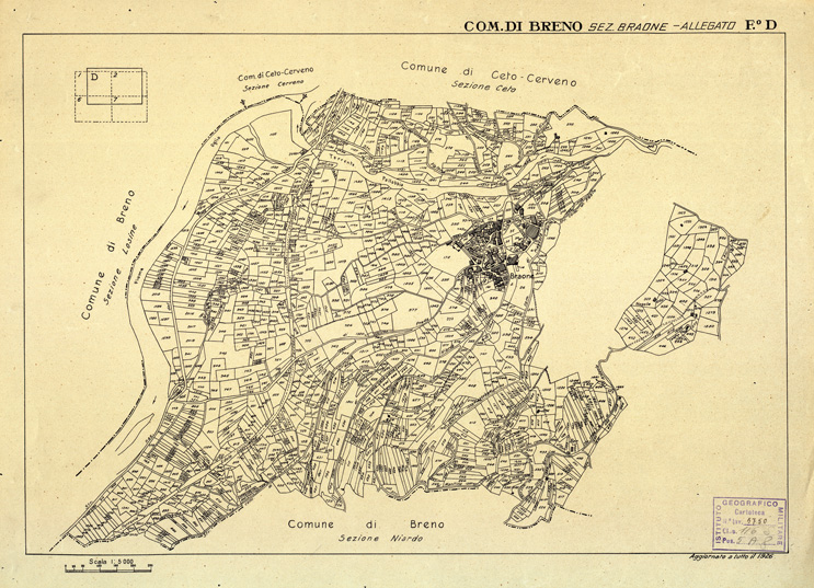 (N:12330) MAPPE CATASTALI D'ITALIA - PROVINCIA DI BRESCIA - Foglio D - COMUNE DI BRENO Sez. BRAONE (B0003626) Carte e stampe antiche: riproduzione a colori su carta (formato A2)