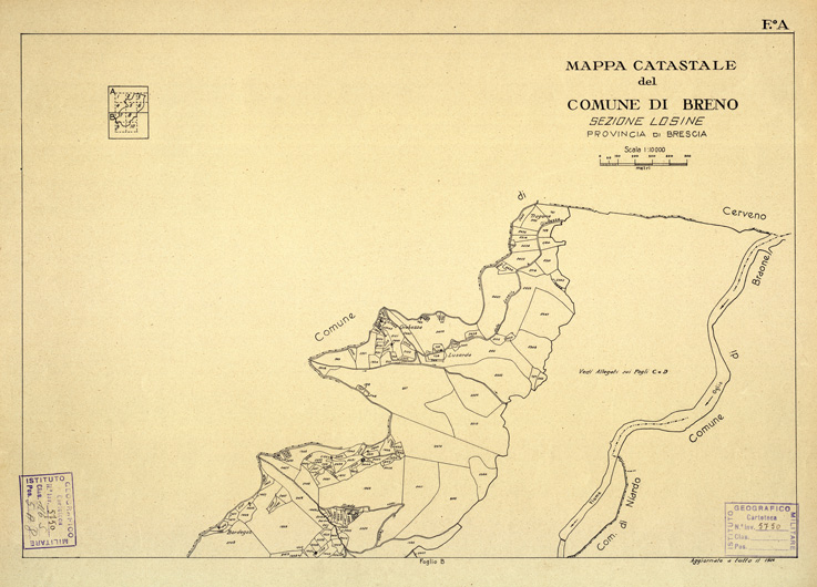 (N:12345) MAPPE CATASTALI D'ITALIA - PROVINCIA DI BRESCIA - Foglio A - COMUNE DI BRENO Sez. LOSINE (B0003641) Carte e stampe antiche: riproduzione a colori su carta (formato A2)