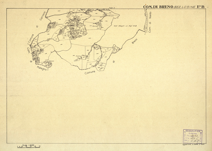 (N:12346) MAPPE CATASTALI D'ITALIA - PROVINCIA DI BRESCIA - Foglio B - COMUNE DI BRENO Sez. LOSINE (B0003642) Carte e stampe antiche: riproduzione a colori su carta (formato A2)