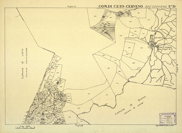 (N:12368) MAPPE CATASTALI D'ITALIA - PROVINCIA DI BRESCIA - Foglio D - COMUNE DI CETO CERVENO Sez. CERVENO (B0003664) Carte e stampe antiche: riproduzione a colori su carta (formato A2)
