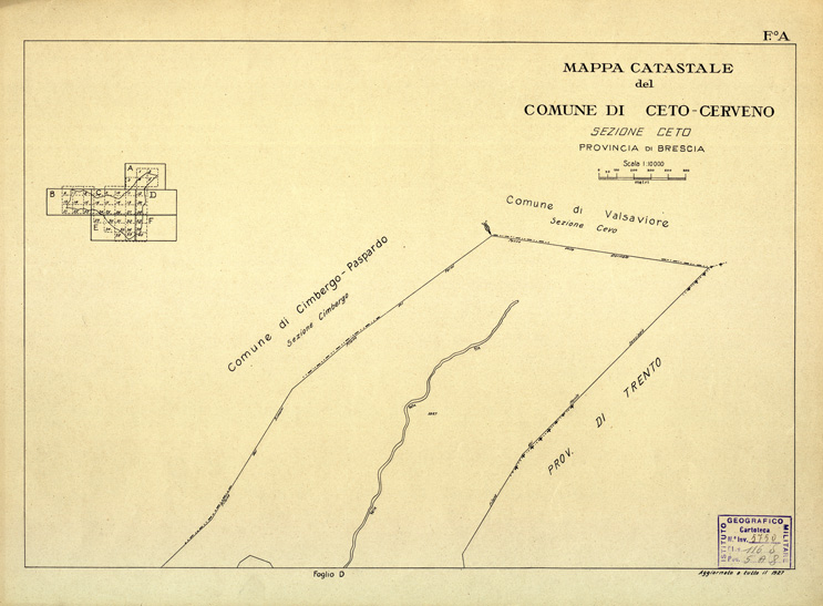 (N:12373) MAPPE CATASTALI D'ITALIA - PROVINCIA DI BRESCIA - Foglio A - COMUNE DI CETO CERVENO Sez. CETO (B0003669) Carte e stampe antiche: riproduzione a colori su carta (formato A2)