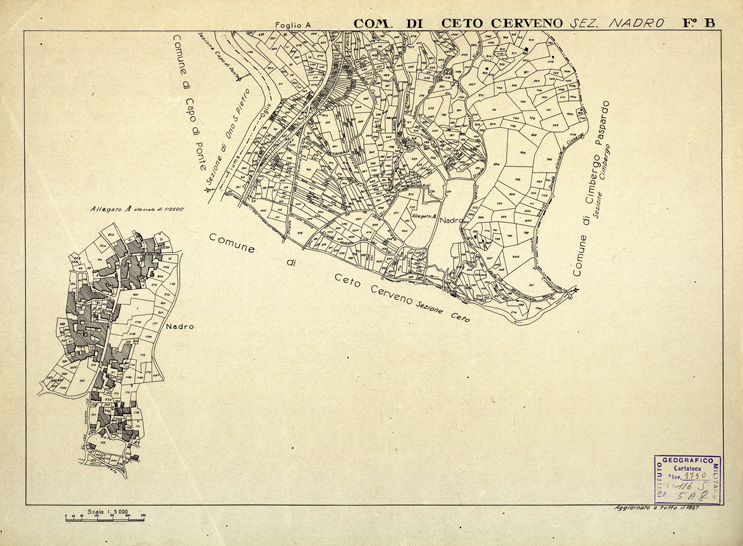 (N:12384) MAPPE CATASTALI D'ITALIA - PROVINCIA DI BRESCIA - Foglio B - COMUNE DI CETO CERVENO Sez. di NADRO (B0003680) Carte e stampe antiche: riproduzione a colori su carta (formato A2)
