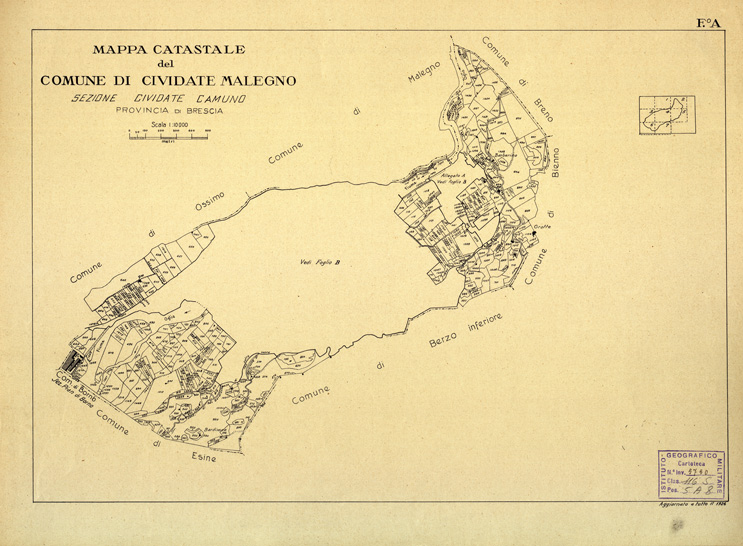 (N:12385) MAPPE CATASTALI D'ITALIA - PROVINCIA DI BRESCIA - Foglio A - COMUNE DI CIVIDATE MALEGNO Sez. CIVIDATE CAMUNO (B0003681) Carte e stampe antiche: riproduzione a colori su carta (formato A2)