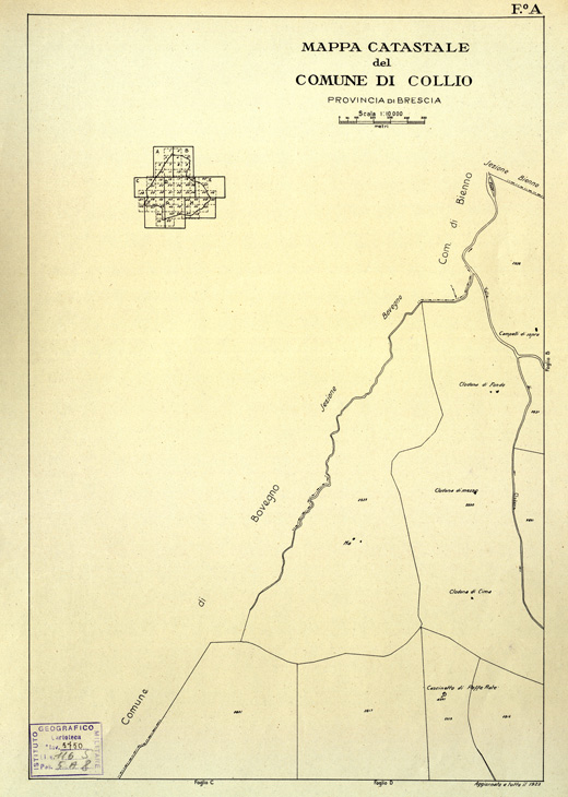 (N:12390) MAPPE CATASTALI D'ITALIA - PROVINCIA DI BRESCIA - Foglio A - COMUNE DI COLLIO (B0003686) Carte e stampe antiche: riproduzione a colori su carta (formato A2)