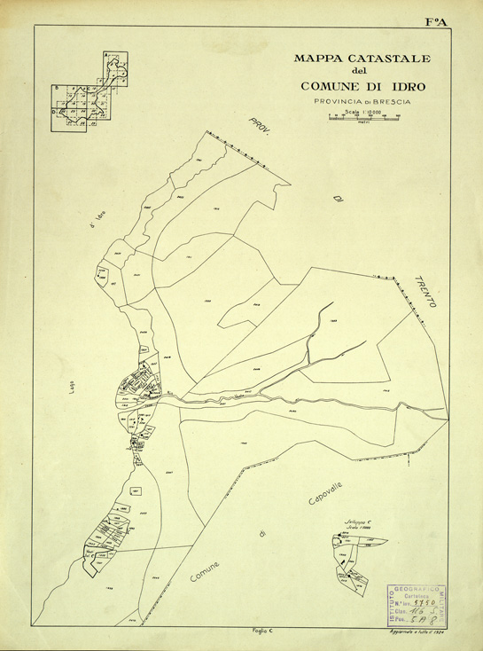 (N:12425) MAPPE CATASTALI D'ITALIA - PROVINCIA DI BRESCIA - Foglio A - COMUNE DI IDRO (B0003721) Carte e stampe antiche: riproduzione a colori su carta (formato A2)