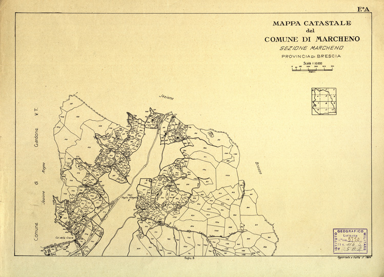 (N:12459) MAPPE CATASTALI D'ITALIA - PROVINCIA DI BRESCIA - Foglio A - COMUNE DI MARCHENO Sez.MARCHENO (B0003756) Carte e stampe antiche: riproduzione a colori su carta (formato A2)