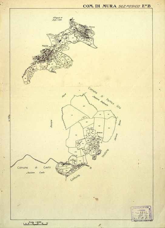 (N:12467) MAPPE CATASTALI D'ITALIA - PROVINCIA DI BRESCIA - Fogli B - COMUNE DI MURA Sez.POSICO (B0003763) Carte e stampe antiche: riproduzione a colori su carta (formato A2)