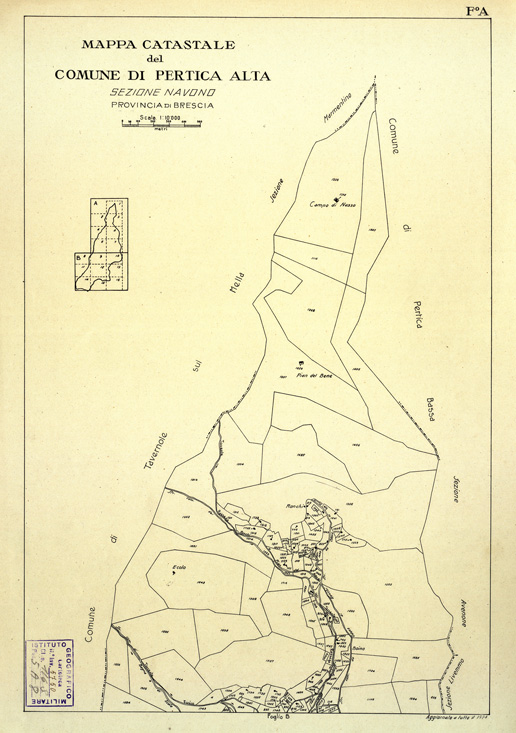 (N:12478) MAPPE CATASTALI D'ITALIA - PROVINCIA DI BRESCIA - Foglio A - COMUNE DI PERTICA ALTA Sez. NAVONO (B0003774) Carte e stampe antiche: riproduzione a colori su carta (formato A2)