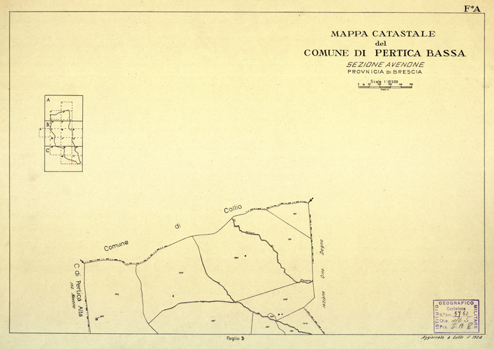 (N:12481) MAPPE CATASTALI D'ITALIA - PROVINCIA DI BRESCIA - Foglio A - COMUNE DI PERTICA BASSA Sez. AVENONE (B0003777) Carte e stampe antiche: riproduzione a colori su carta (formato A2)