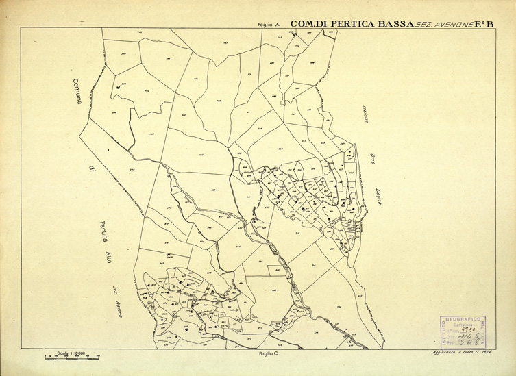 (N:12482) MAPPE CATASTALI D'ITALIA - PROVINCIA DI BRESCIA - Foglio B - COMUNE DI PERTICA BASSA Sez. AVENONE (B0003778) Carte e stampe antiche: riproduzione a colori su carta (formato A2)