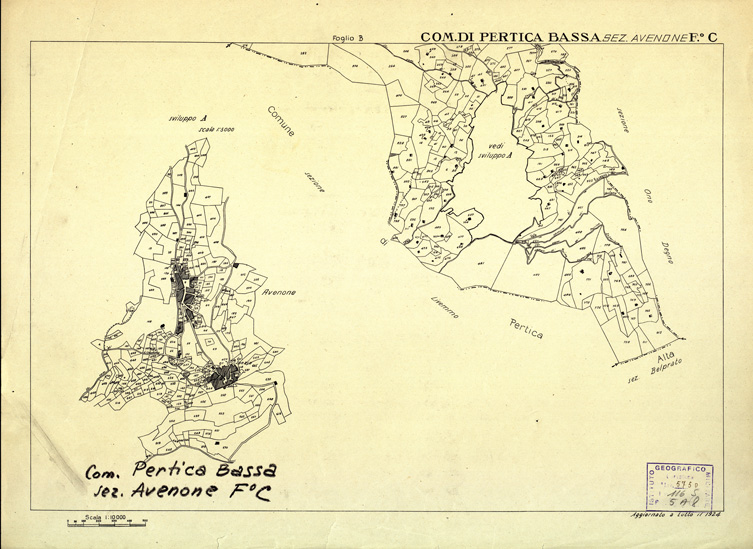 (N:12483) MAPPE CATASTALI D'ITALIA - PROVINCIA DI BRESCIA - Foglio C - COMUNE DI PERTICA BASSA Sez. AVENONE (B0003779) Carte e stampe antiche: riproduzione a colori su carta (formato A2)
