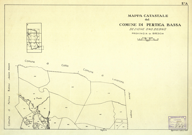 (N:12487) MAPPE CATASTALI D'ITALIA - PROVINCIA DI BRESCIA - Foglio A - COMUNE DI PERTICA BASSA Sez. ONO DEGNO (B0003783) Carte e stampe antiche: riproduzione a colori su carta (formato A2)