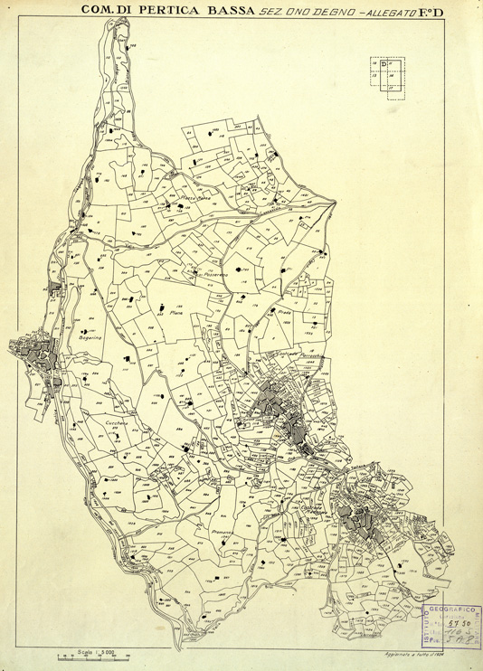 (N:12490) MAPPE CATASTALI D'ITALIA - PROVINCIA DI BRESCIA - Foglio D - COMUNE DI PERTICA BASSA Sez. ONO DEGNO (B0003786) Carte e stampe antiche: riproduzione a colori su carta (formato A2)