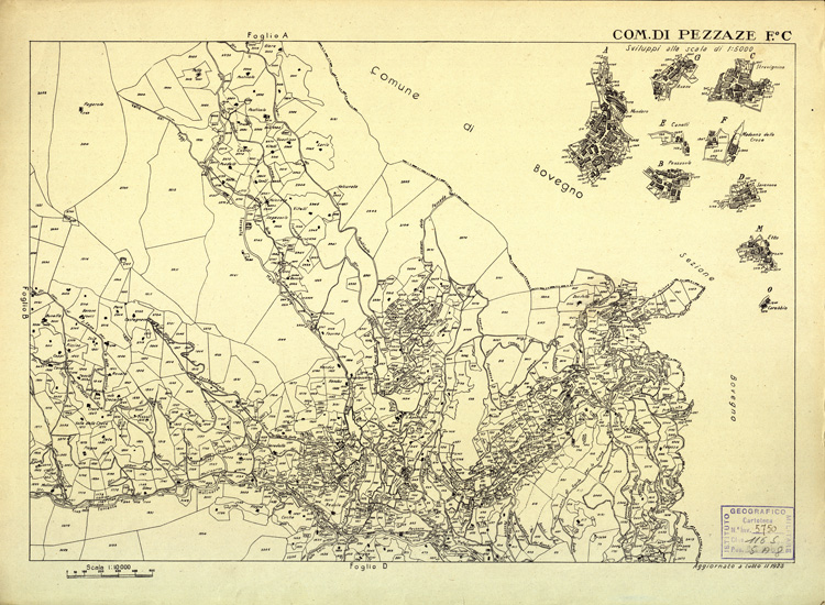 (N:12493) MAPPE CATASTALI D'ITALIA - PROVINCIA DI BRESCIA - Foglio C - COMUNE DI PEZZAZE (B0003789) Carte e stampe antiche: riproduzione a colori su carta (formato A2)