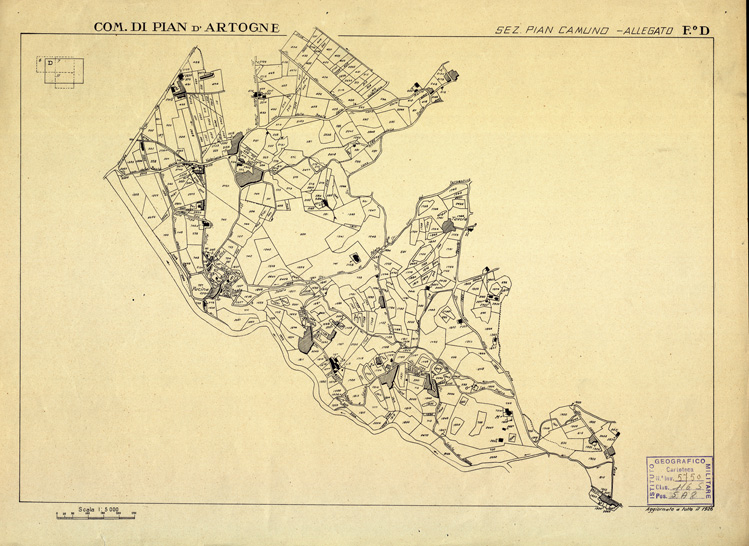 (N:12499) MAPPE CATASTALI D'ITALIA - PROVINCIA DI BRESCIA - Foglio D - COMUNE DI PIAN D'ARTOGNE Sez. PIAN CAMUNO (B0003795) Carte e stampe antiche: riproduzione a colori su carta (formato A2)