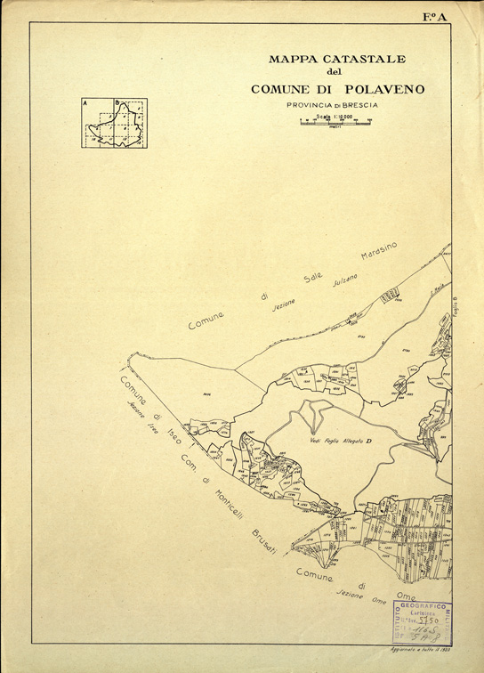 (N:12501) MAPPE CATASTALI D'ITALIA - PROVINCIA DI BRESCIA - Foglio A - COMUNE DI POLAVENO (B0003798) Carte e stampe antiche: riproduzione a colori su carta (formato A2)