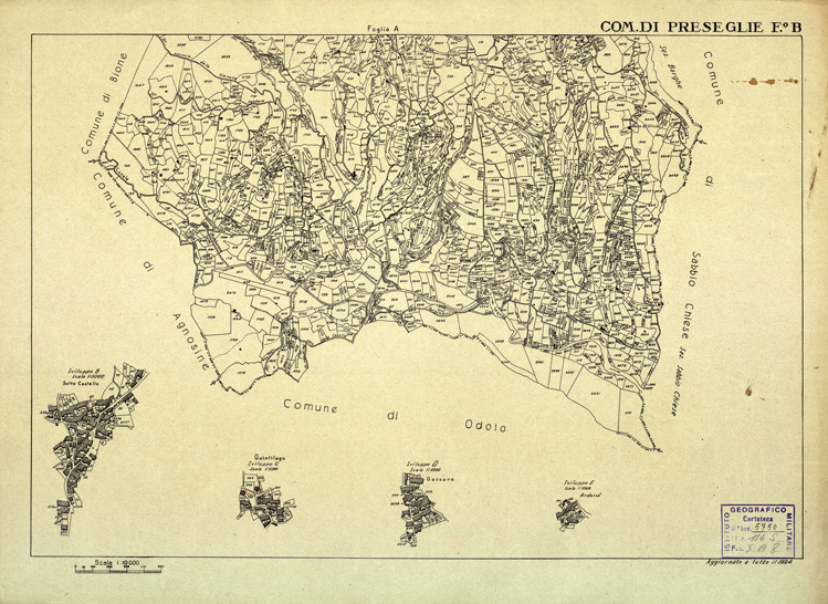 (N:12508) MAPPE CATASTALI D'ITALIA - PROVINCIA DI BRESCIA - Foglio B - COMUNE DI PRESEGLIE (B0003804) Carte e stampe antiche: riproduzione a colori su carta (formato A2)