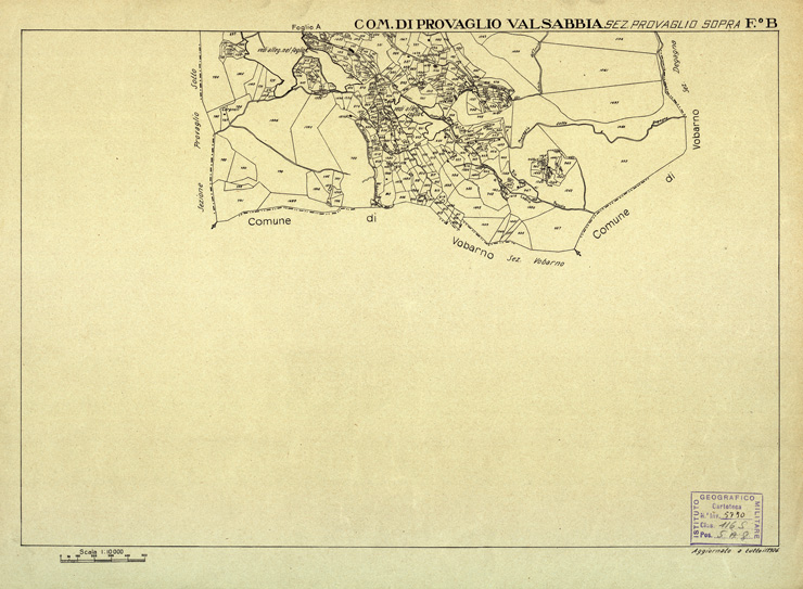 (N:12512) MAPPE CATASTALI D'ITALIA - PROVINCIA DI BRESCIA - Foglio B - COMUNE DI PROVAGLIO VALSABBIA Sez. PROVAGLIO SOPRA (B0003808) Carte e stampe antiche: riproduzione a colori su carta (formato A2)