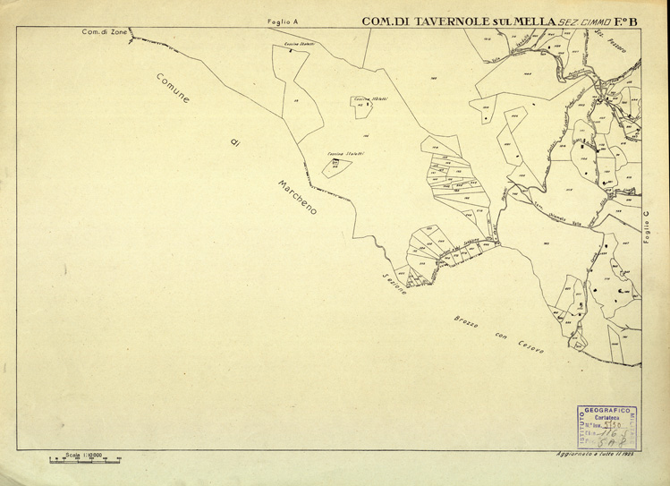 (N:12532) MAPPE CATASTALI D'ITALIA - PROVINCIA DI BRESCIA - Foglio B - COMUNE DI TAVERNOLE SUL MELLA Sez. CIMMO (B0003828) Carte e stampe antiche: riproduzione a colori su carta (formato A2)