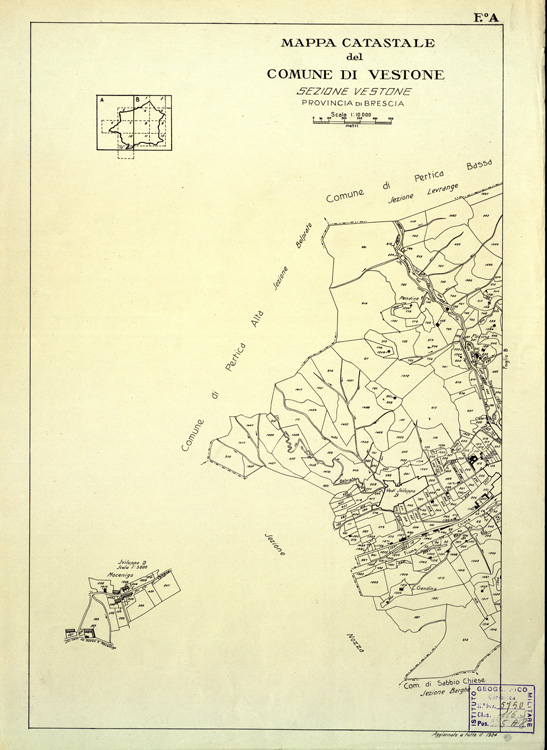 (N:12545) MAPPE CATASTALI D'ITALIA - PROVINCIA DI BRESCIA - Foglio A - COMUNE DI VESTONE Sez. VESTONE (B0003841) Carte e stampe antiche: riproduzione a colori su carta (formato A2)