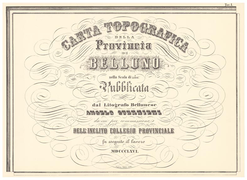 (N:11796) CARTA TOPOGRAFICA DELLA PROVINCIA DI BELLUNO - Tavola I (B0003863) Carte e stampe antiche: riproduzione a colori su carta (formato A2)