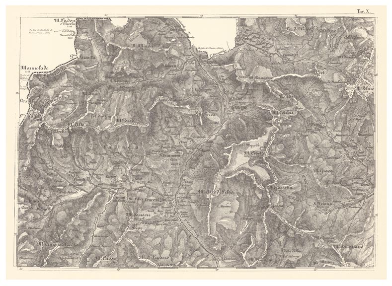 (N:11805) CARTA TOPOGRAFICA DELLA PROVINCIA DI BELLUNO - Tavola X (B0003872) Carte e stampe antiche: riproduzione a colori su carta (formato A2)