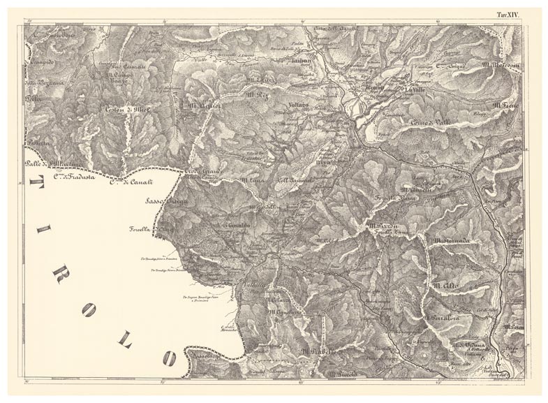 (N:11809) CARTA TOPOGRAFICA DELLA PROVINCIA DI BELLUNO - Tavola XIV (B0003876) Carte e stampe antiche: riproduzione a colori su carta (formato A2)