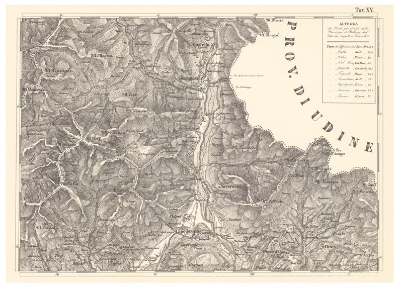 (N:11811) CARTA TOPOGRAFICA DELLA PROVINCIA DI BELLUNO - Tavola XV (B0003877) Carte e stampe antiche: riproduzione a colori su carta (formato A2)